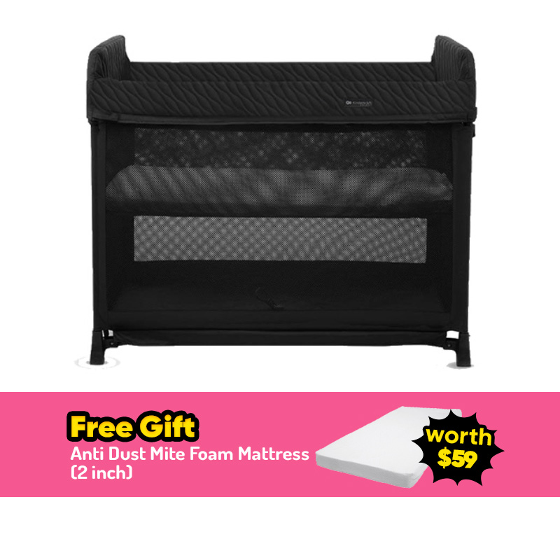 Kinderkraft Travel Cot - Moon Dream - Black + FREE GIFT